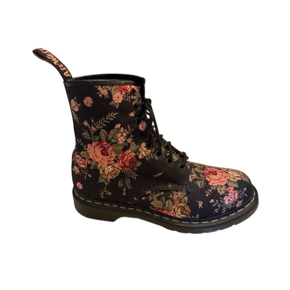 Dr. Martens Shoes - Dr. Martens Women's Pascal Rose Floral Combat Boots Black Size 10
